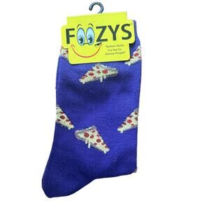NWT Foozys Purple Pepperoni Pizza Pattern Crew Socks Women's One Size